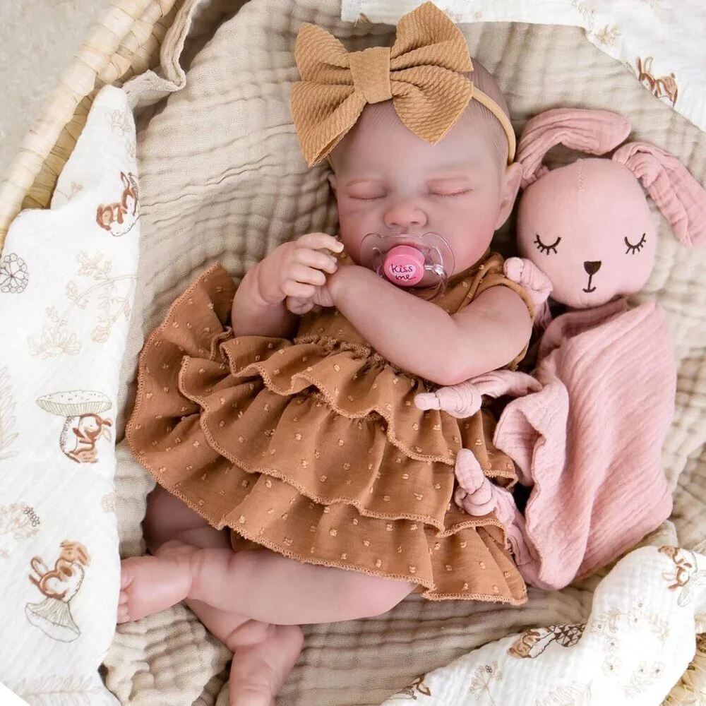 🆕20inch Soft Cloth Body Newborn Baby Poseable Limbs Coffee Doll Baby Girl